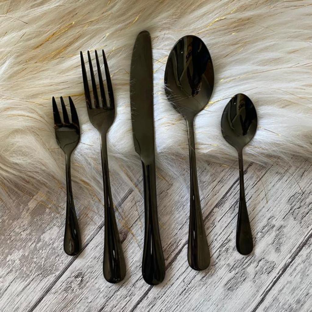 SET X 5 CUBIERTOS NEGROS JASP