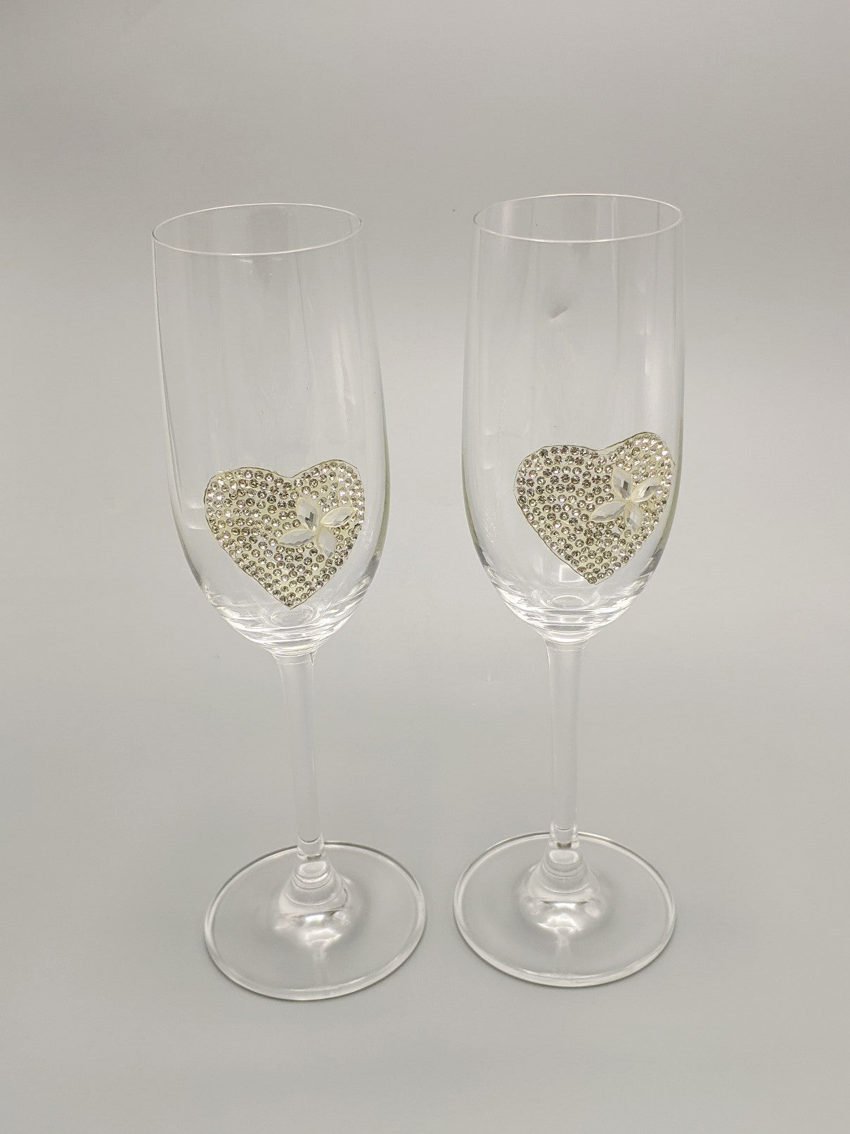 COPAS CHAMPAGNE CON CORAZÓN BRILLANTE SET X 2