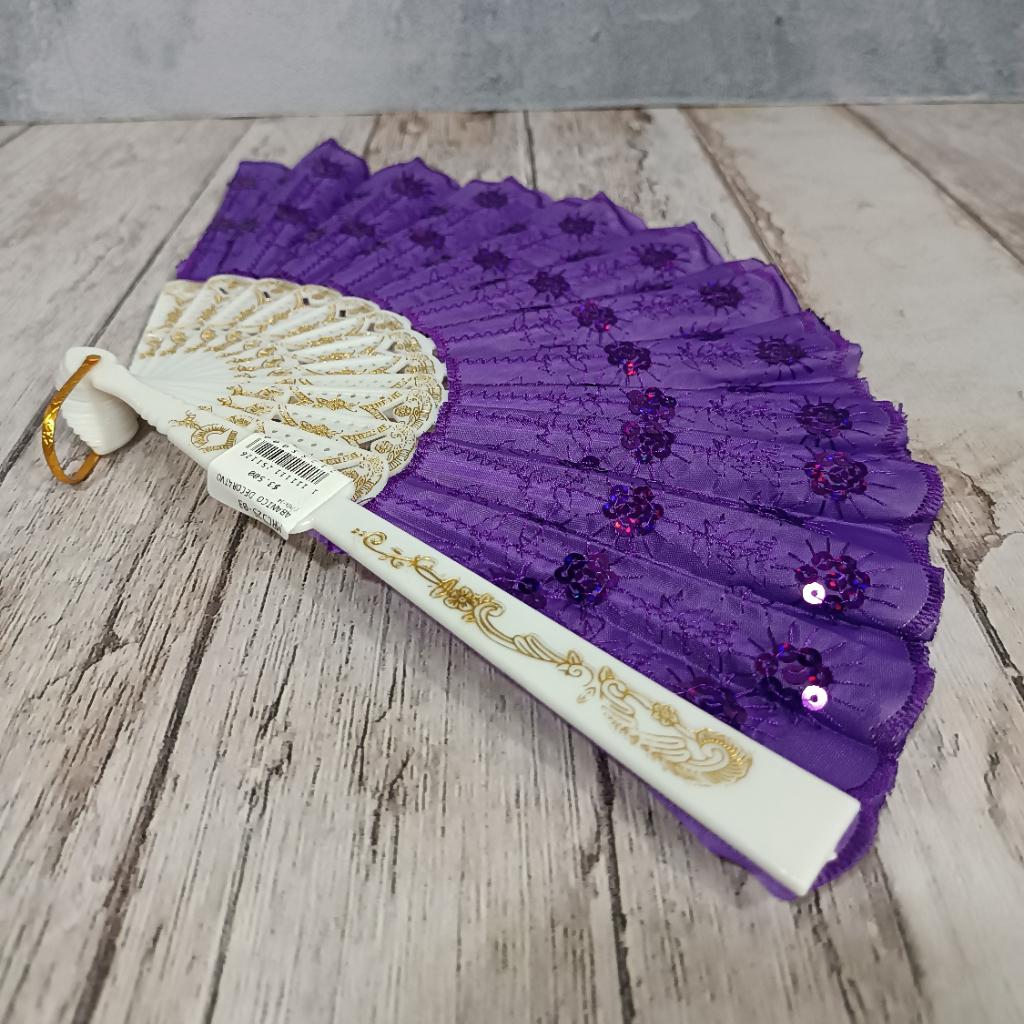 1 DOCENA - ABANICOS DE MANO EN TELA (4 COLORES)