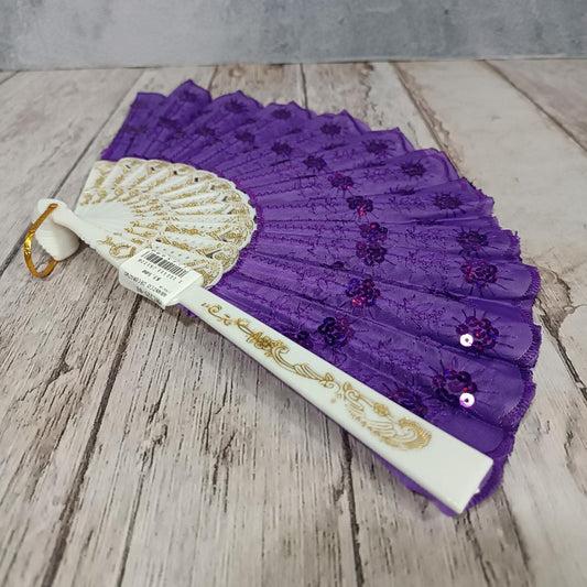 1 DOCENA - ABANICOS DE MANO EN TELA (4 COLORES)