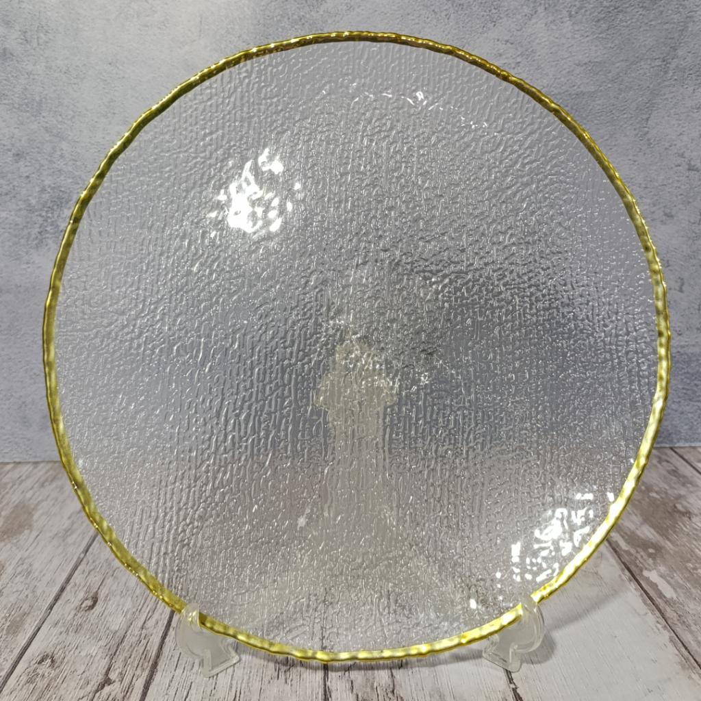 PLATO BASE BORDE DORADO SOPHIA - en VIDRIO