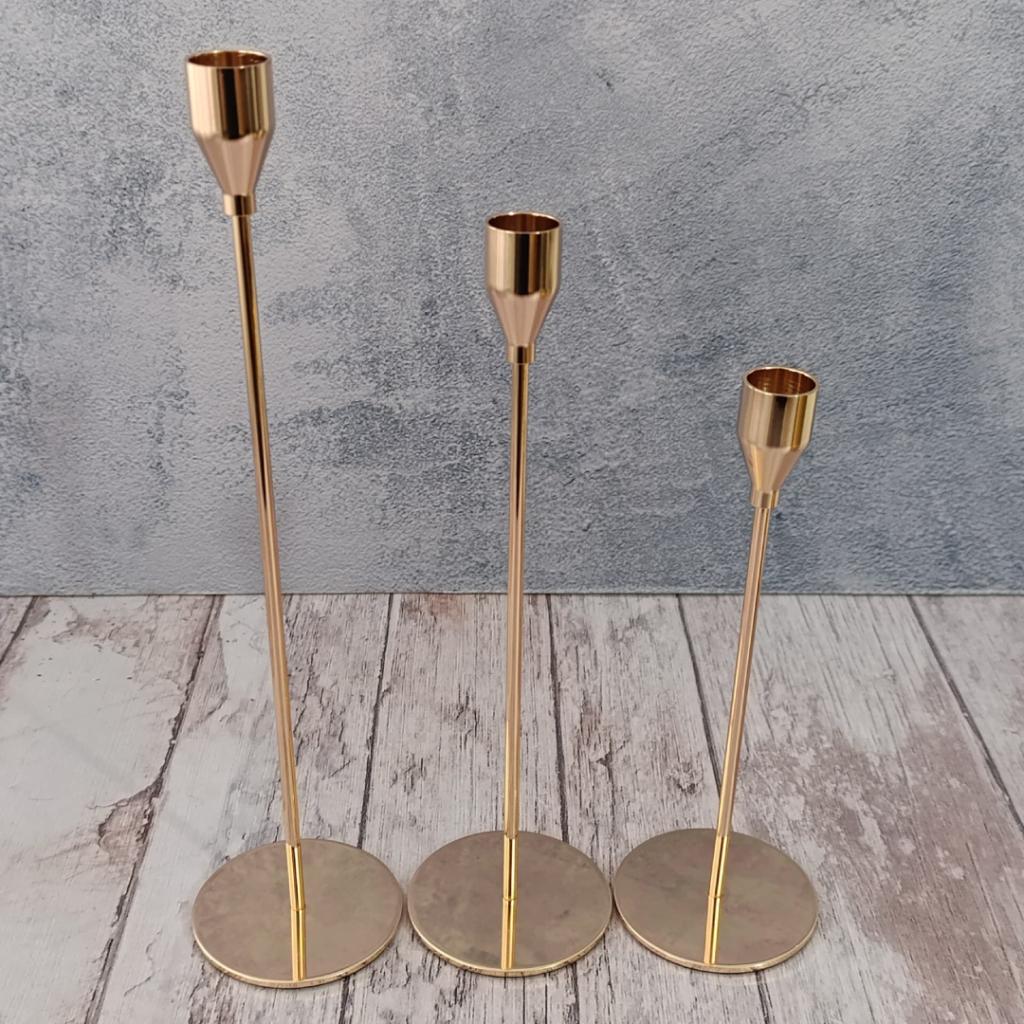 SET x 3 CANDELABROS DORADOS EINK