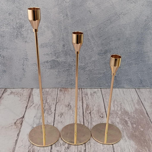 SET x 3 CANDELABROS DORADOS EINK
