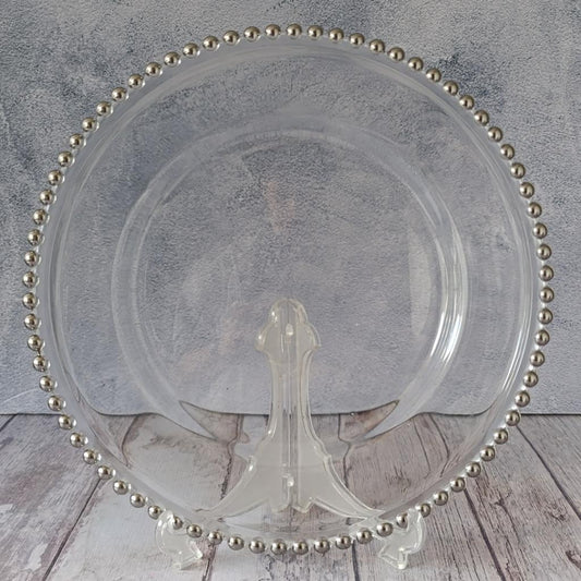 PLATO BASE BORDE PLATEADO - en VIDRIO