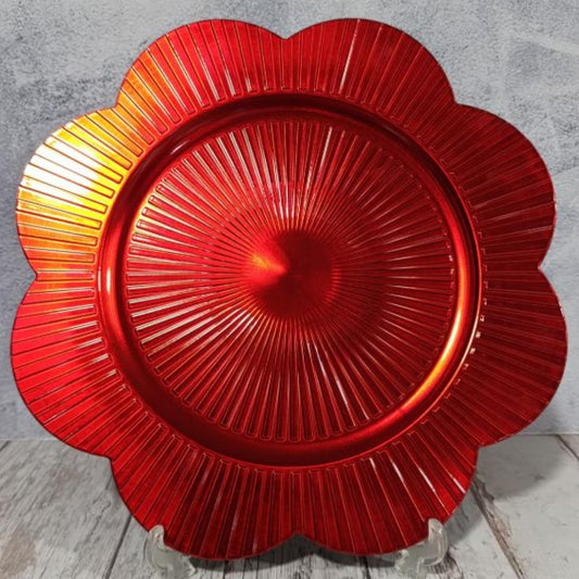 PLATO BASE FLOWER ROJO - en PVC